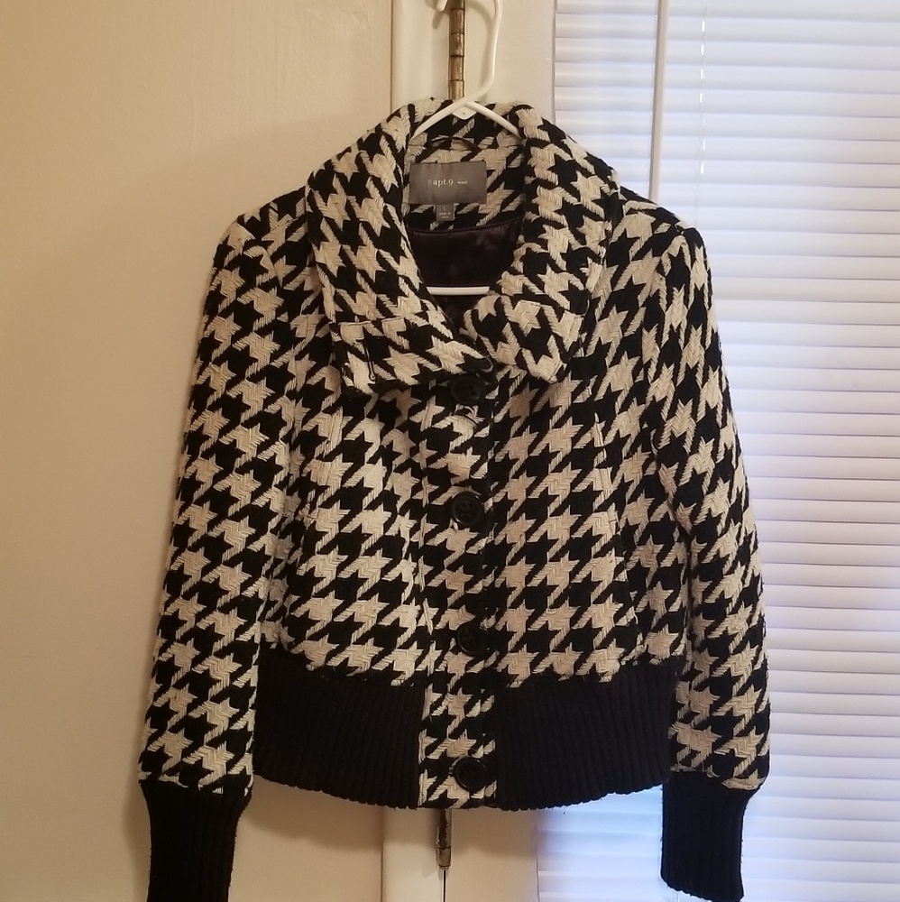 Houndstooth Wool Coat